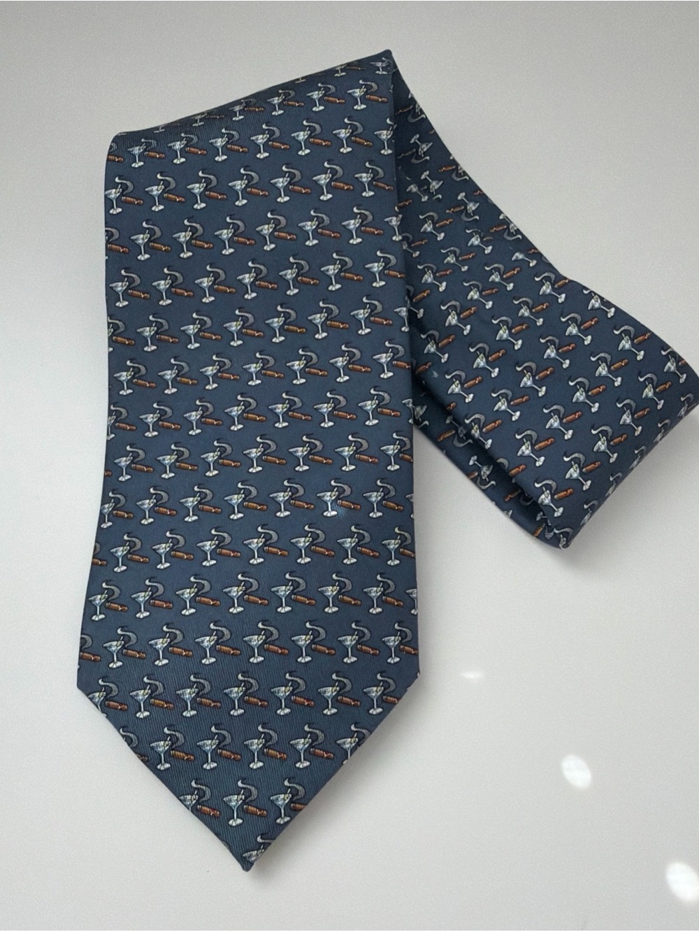 Vineyard Vines Martini & Cigar Themed Silk Tie